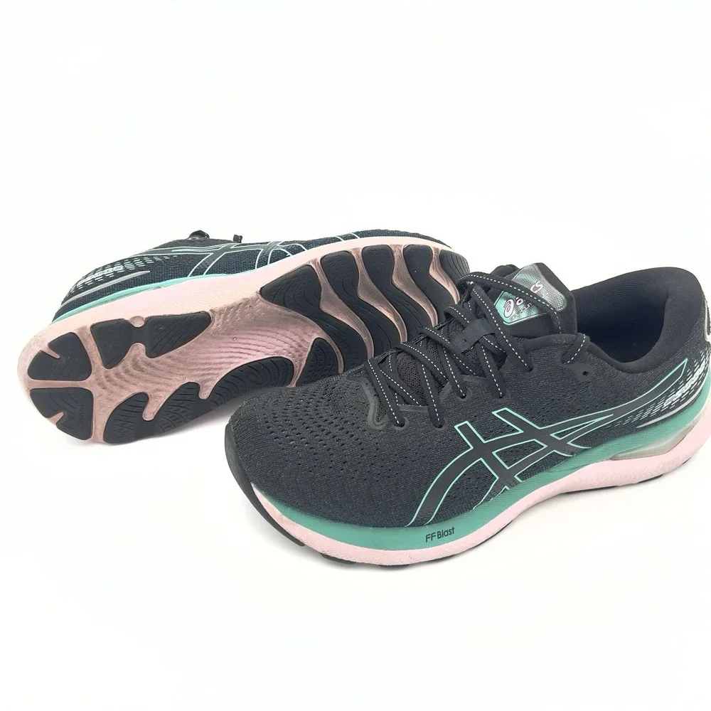 Asics Womens Green Gel Cumulus 24 1012B206 Black Athletic Running Shoes Size 10